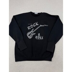 Vintage Handcuffs Jesus Is My Rock & Roll Black Sweatshirt XL Thumbhole Cuffs